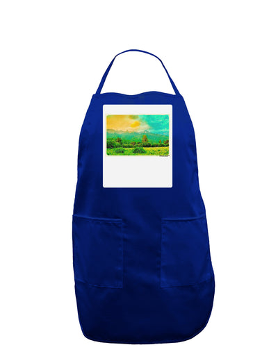 Mountain Sunset Watercolor Panel Dark Adult Apron-Bib Apron-TooLoud-Royal Blue-One-Size-Davson Sales