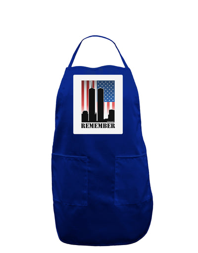 Twin Towers Remember Panel Dark Adult Apron-Bib Apron-TooLoud-Royal Blue-One-Size-Davson Sales