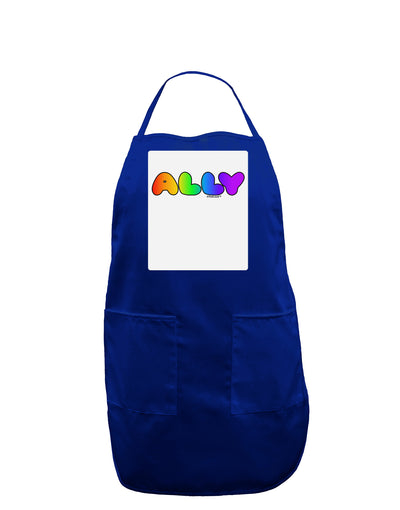 LGBT Ally Rainbow Text Panel Dark Adult Apron by TooLoud-Bib Apron-TooLoud-Royal Blue-One-Size-Davson Sales