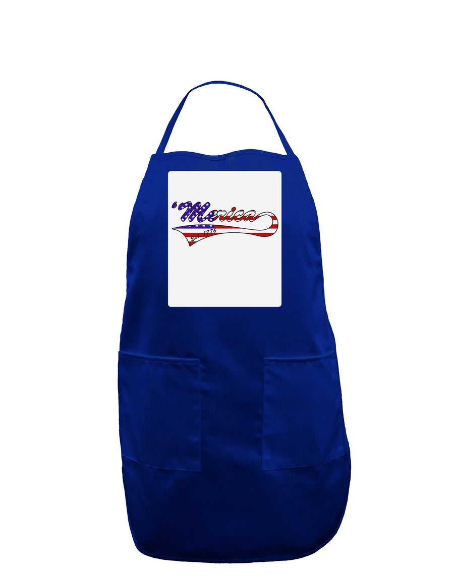 Merica Established 1776 - American Flag Style Panel Dark Adult Apron by TooLoud-Bib Apron-TooLoud-Black-One-Size-Davson Sales