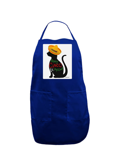 Happy Cinco de Meow - Cinco de Mayo Cat Panel Dark Adult Apron by TooLoud-Bib Apron-TooLoud-Royal Blue-One-Size-Davson Sales