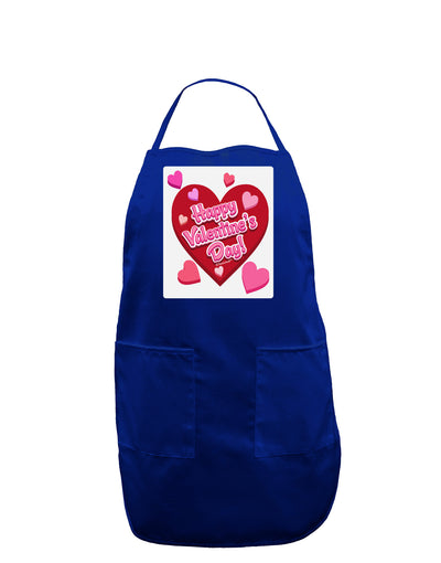 Happy Valentine's Day Romantic Hearts Panel Dark Adult Apron-Bib Apron-TooLoud-Royal Blue-One-Size-Davson Sales