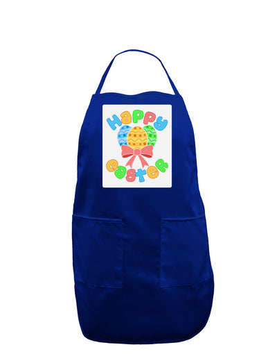 Happy Easter Easter Eggs Panel Dark Adult Apron by TooLoud-Bib Apron-TooLoud-Royal Blue-One-Size-Davson Sales