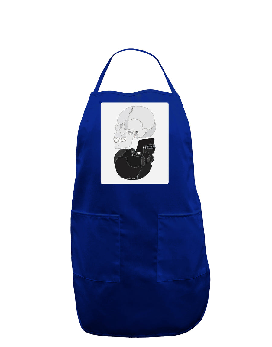 White And Black Inverted Skulls Panel Dark Adult Apron by TooLoud-Bib Apron-TooLoud-Black-One-Size-Davson Sales