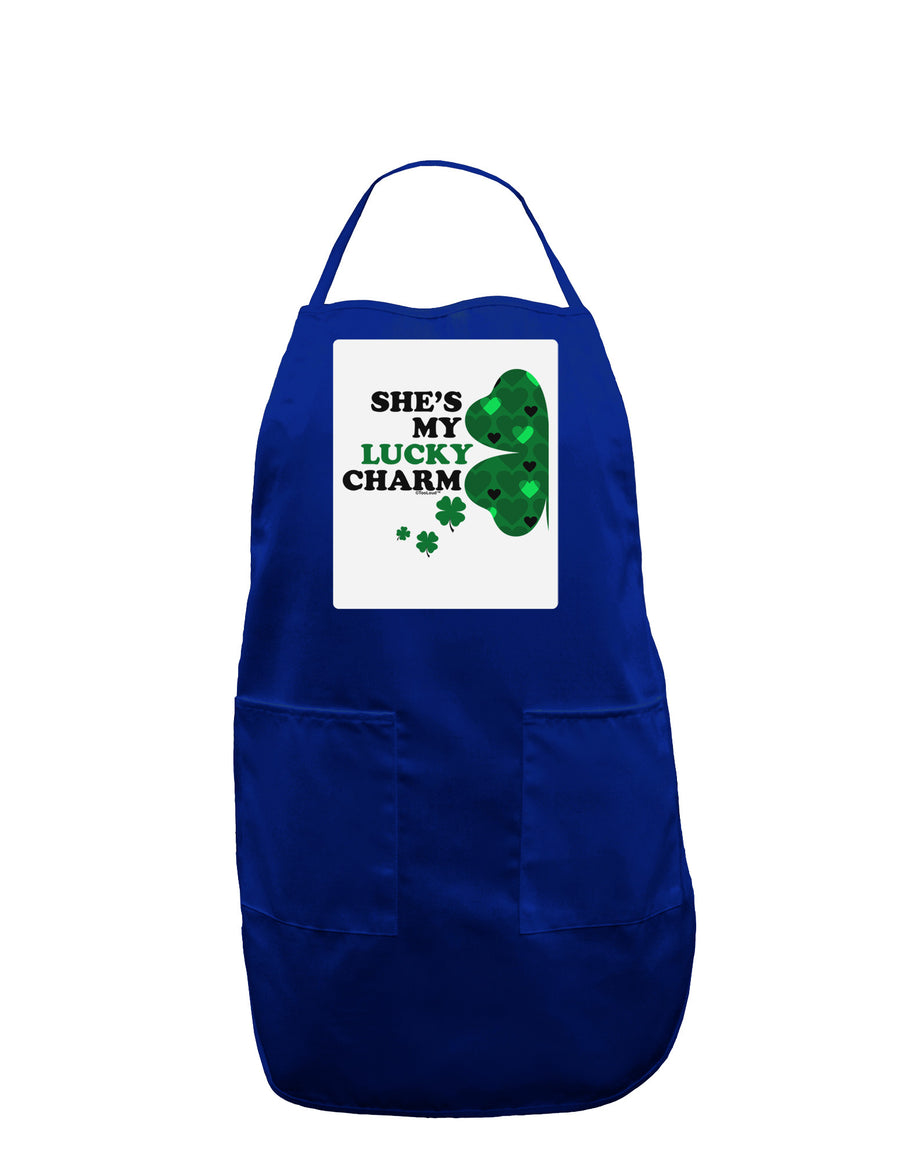 She's My Lucky Charm - Left Panel Dark Adult Apron-Bib Apron-TooLoud-Black-One-Size-Davson Sales