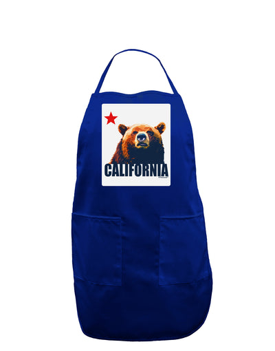 California Republic Design - Grizzly Bear and Star Panel Dark Adult Apron by TooLoud-Bib Apron-TooLoud-Royal Blue-One-Size-Davson Sales