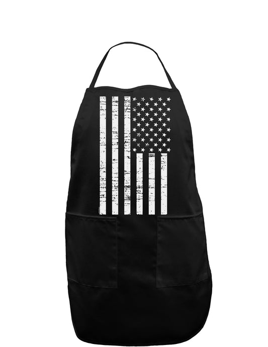 Vintage Black and White USA Flag Dark Adult Apron-Bib Apron-TooLoud-Black-One-Size-Davson Sales