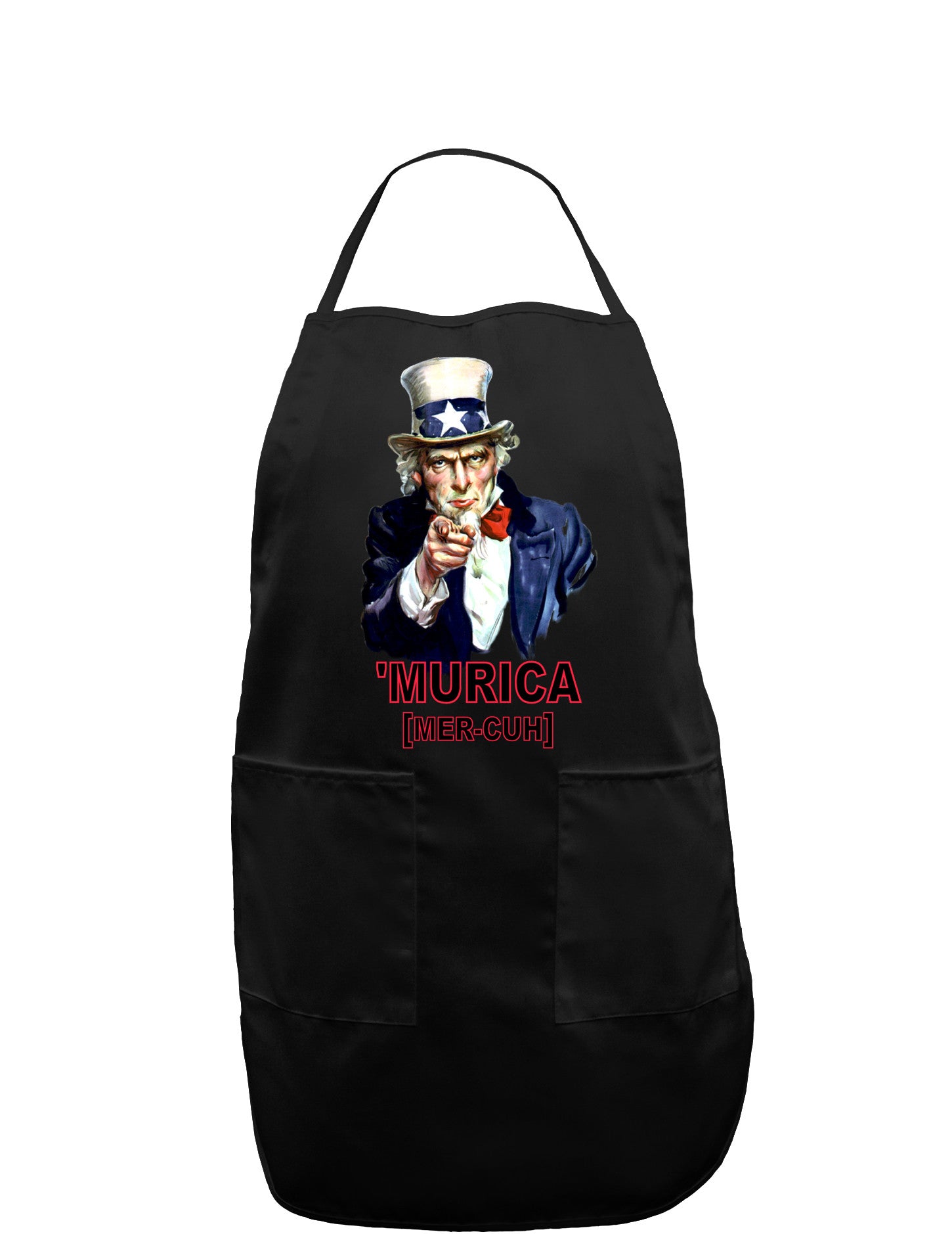 Uncle Sam Merica Dark Adult Apron-Bib Apron-TooLoud-Black-One-Size-Davson Sales