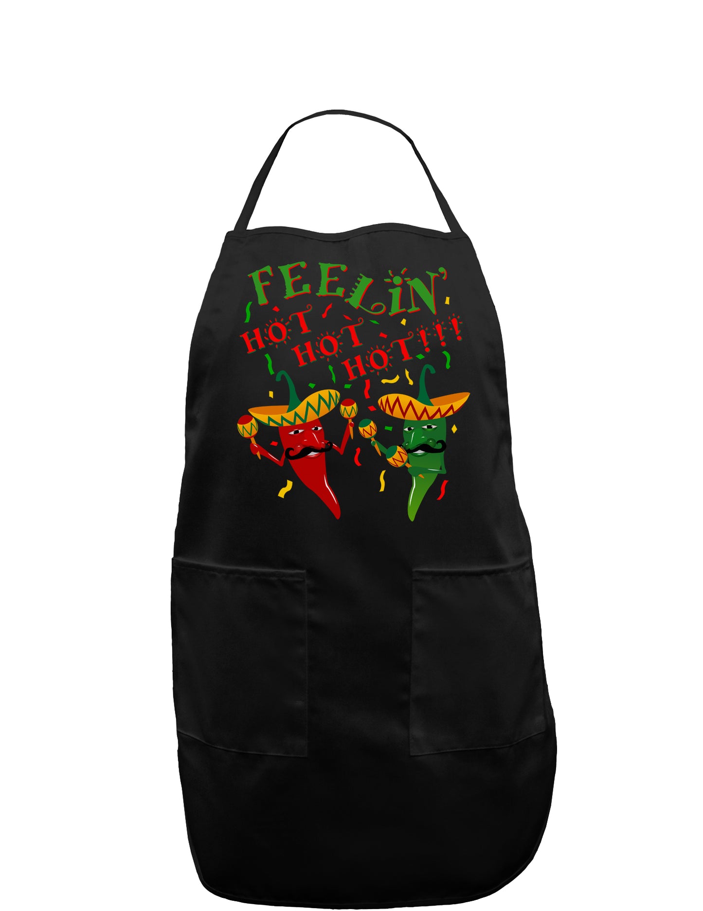 Feelin Hot Hot Hot Chili Peppers Dark Adult Apron-Bib Apron-TooLoud-Black-One-Size-Davson Sales