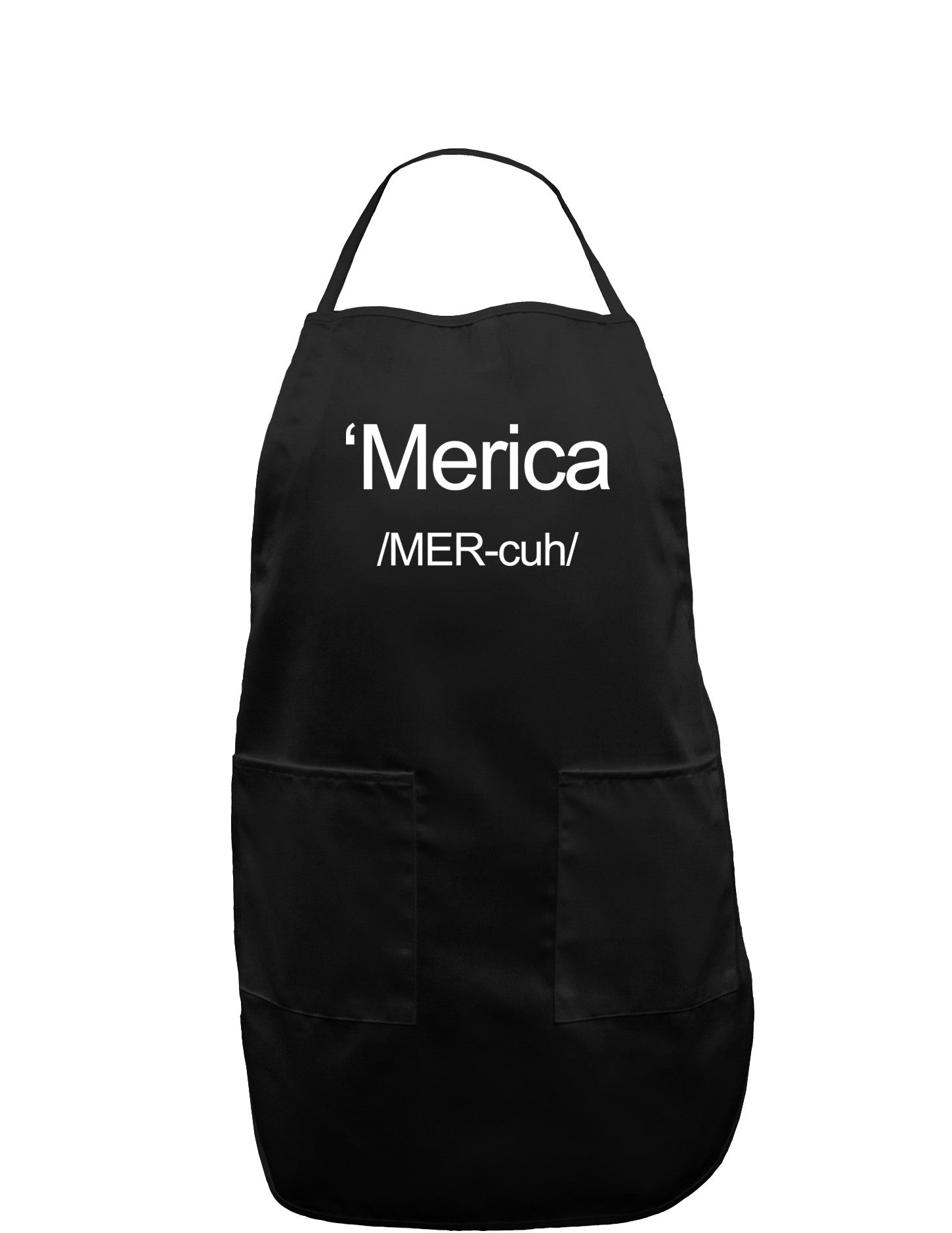 Merica Text Dark Adult Apron-Bib Apron-TooLoud-Black-One-Size-Davson Sales