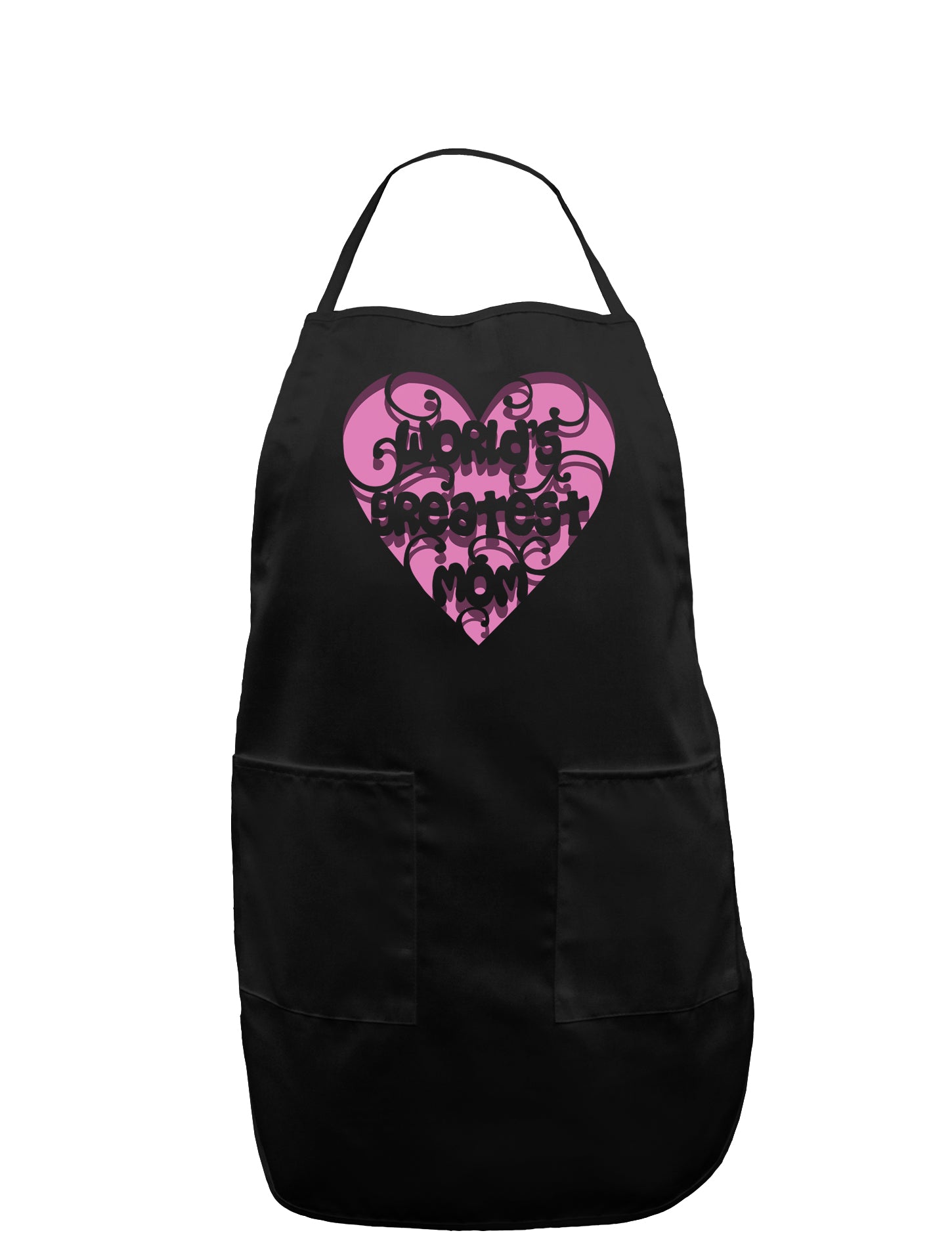 World's Greatest Mom Heart Dark Adult Apron-Bib Apron-TooLoud-Black-One-Size-Davson Sales