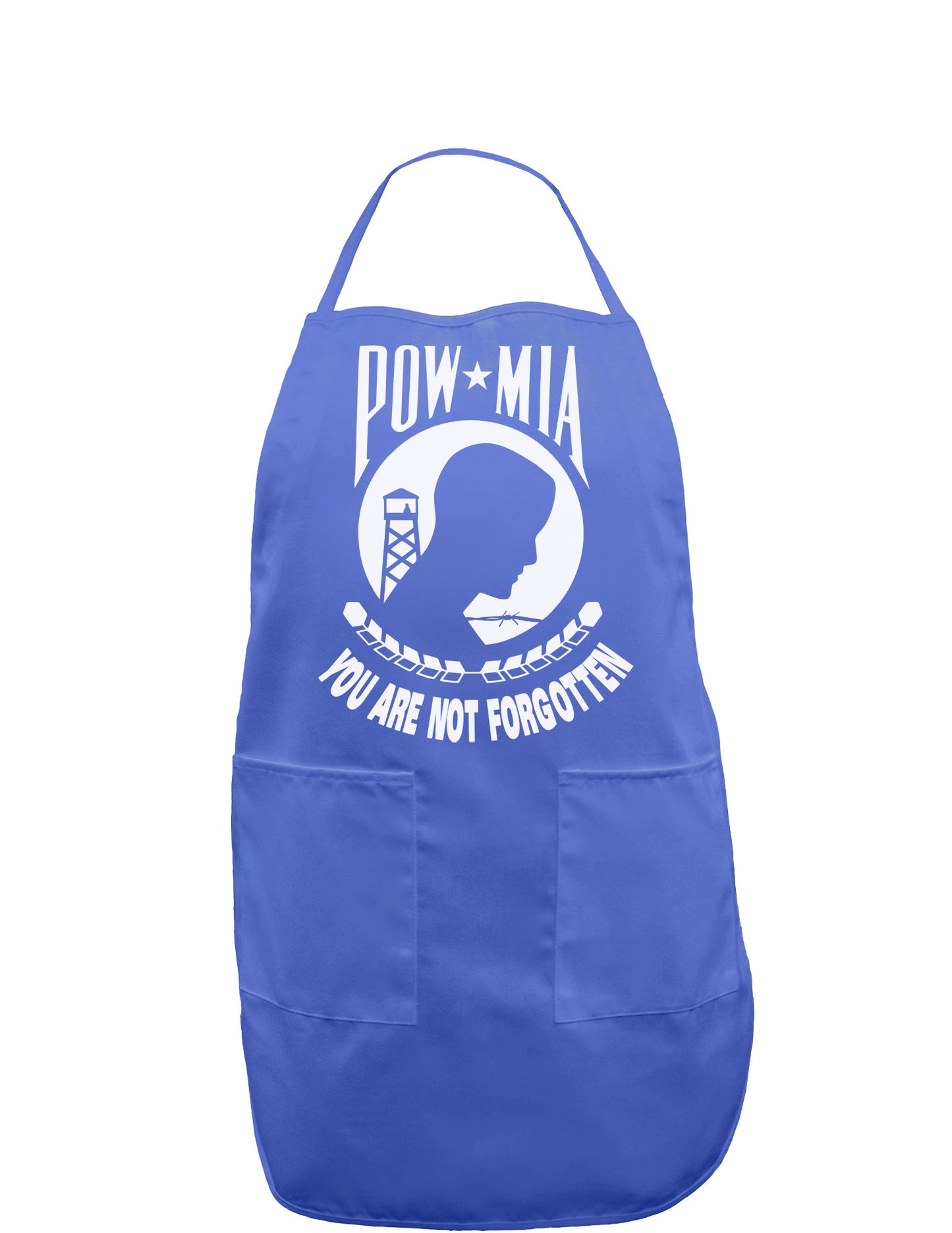POW MIA Not Forgotten Dark Adult Apron-Bib Apron-TooLoud-Faded Blue-One-Size-Davson Sales