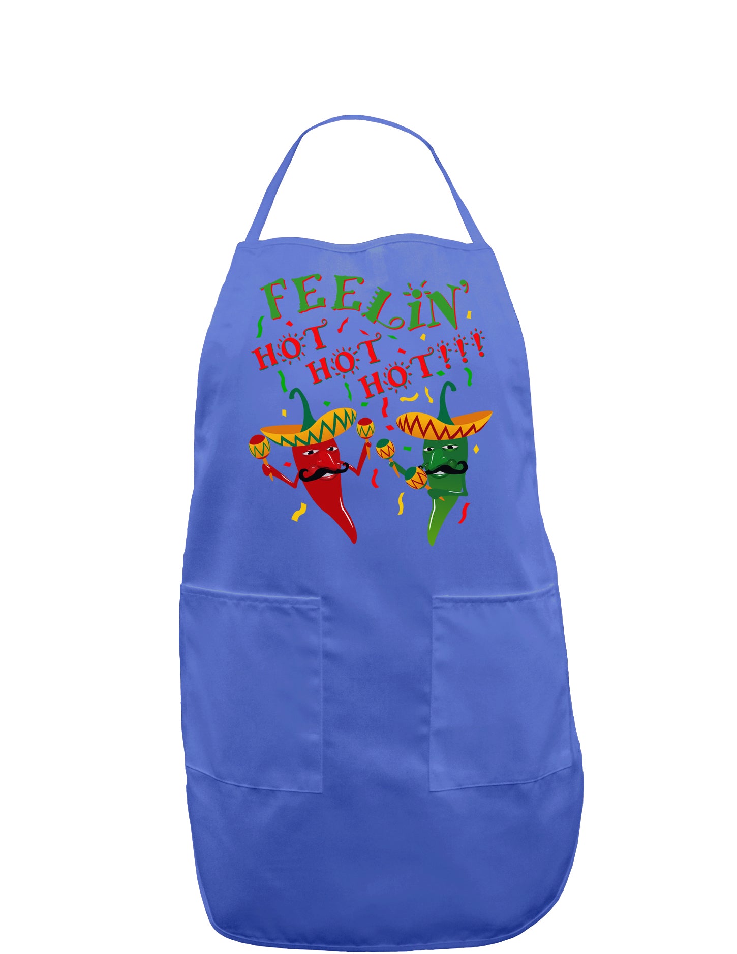 Feelin Hot Hot Hot Chili Peppers Dark Adult Apron-Bib Apron-TooLoud-Faded Blue-One-Size-Davson Sales