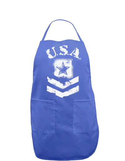 USA Military Army Stencil Logo Dark Adult Apron-Bib Apron-TooLoud-Faded Blue-One-Size-Davson Sales