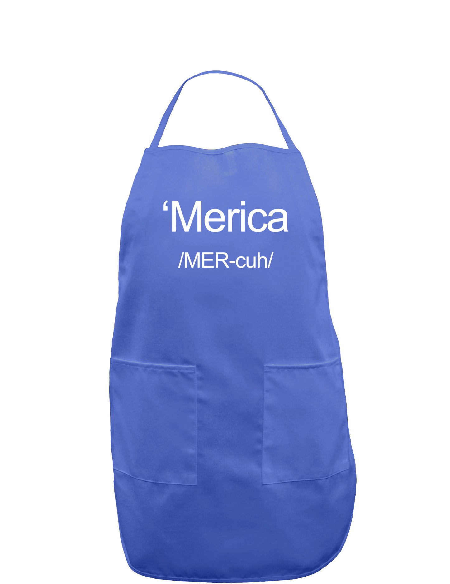 Merica Text Dark Adult Apron-Bib Apron-TooLoud-Faded Blue-One-Size-Davson Sales
