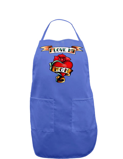 Tattoo Heart I Love My Mom Dark Adult Apron-Bib Apron-TooLoud-Faded Blue-One-Size-Davson Sales