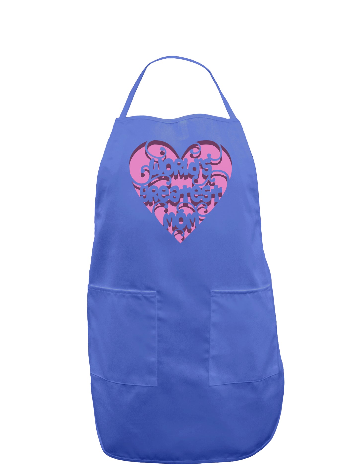 World's Greatest Mom Heart Dark Adult Apron-Bib Apron-TooLoud-Faded Blue-One-Size-Davson Sales
