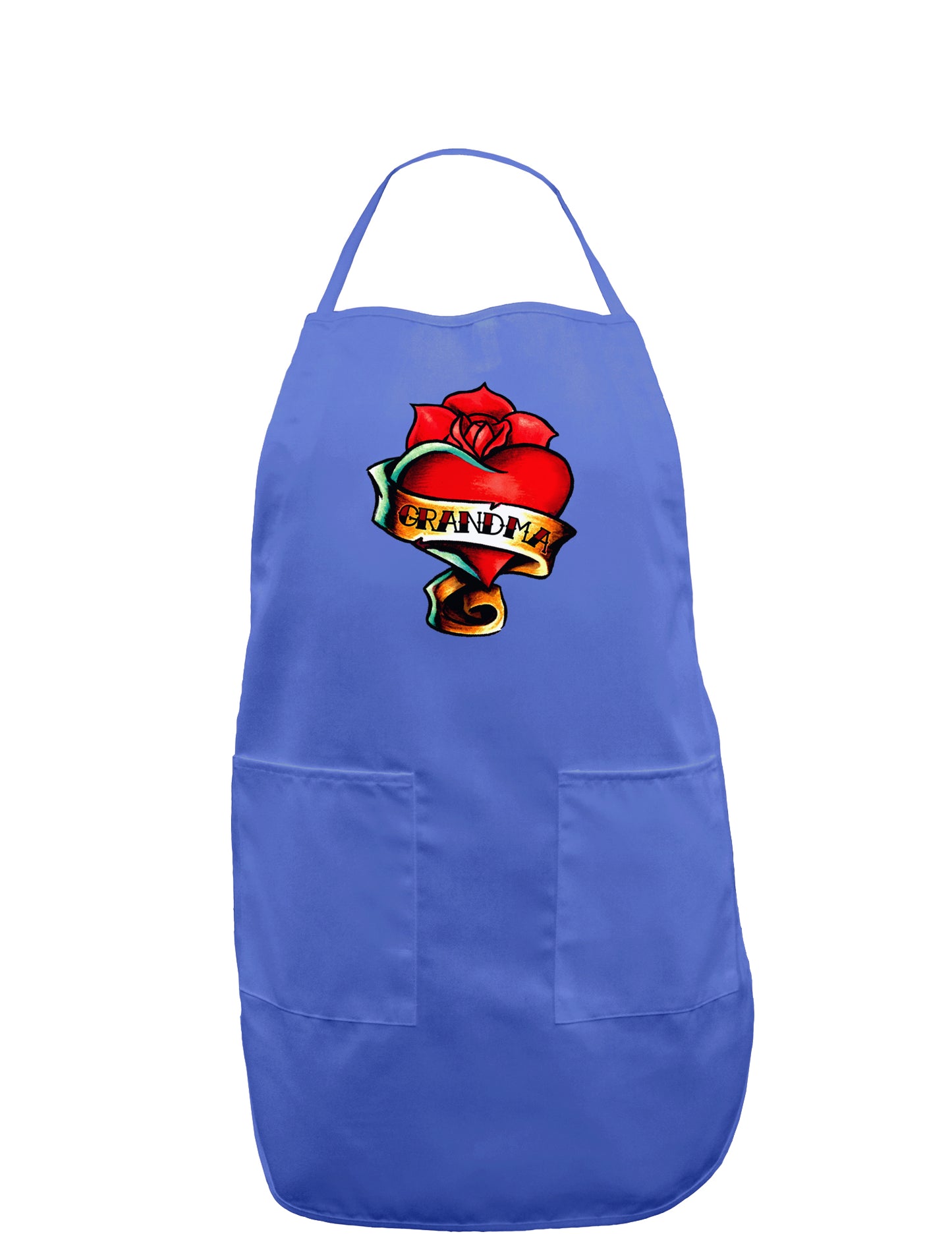 Tattoo Heart Grandma Dark Adult Apron-Bib Apron-TooLoud-Faded Blue-One-Size-Davson Sales