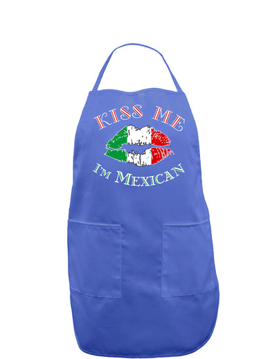 Kiss Me I'm Mexican Dark Adult Apron-Bib Apron-TooLoud-Faded Blue-One-Size-Davson Sales