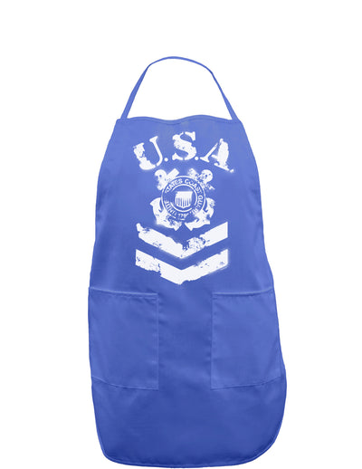 USA Military Coast Guard Stencil Logo Dark Adult Apron-Bib Apron-TooLoud-Faded Blue-One-Size-Davson Sales