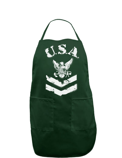 USA Military Navy Stencil Logo Dark Adult Apron-Bib Apron-TooLoud-Hunter-One-Size-Davson Sales