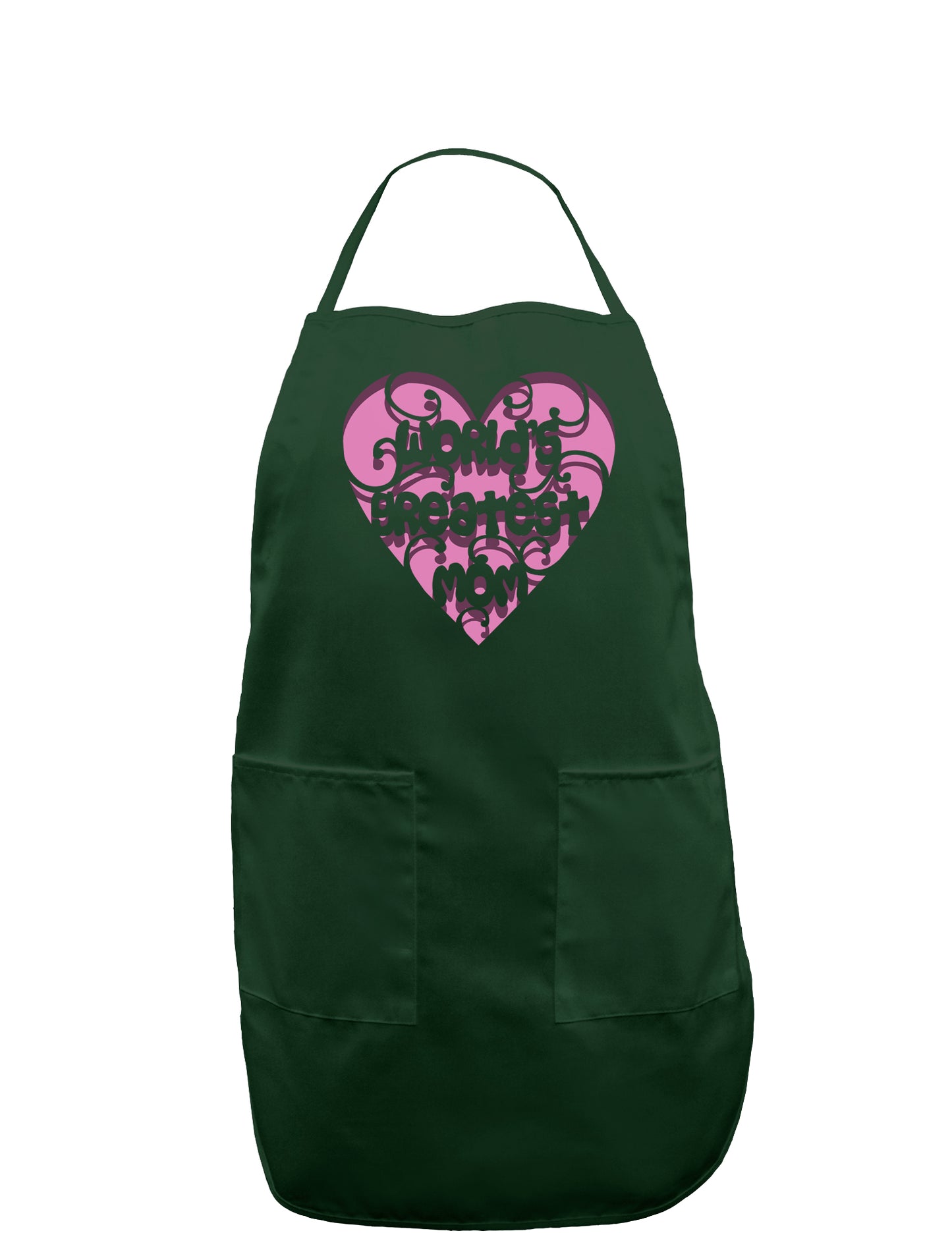World's Greatest Mom Heart Dark Adult Apron-Bib Apron-TooLoud-Hunter-One-Size-Davson Sales