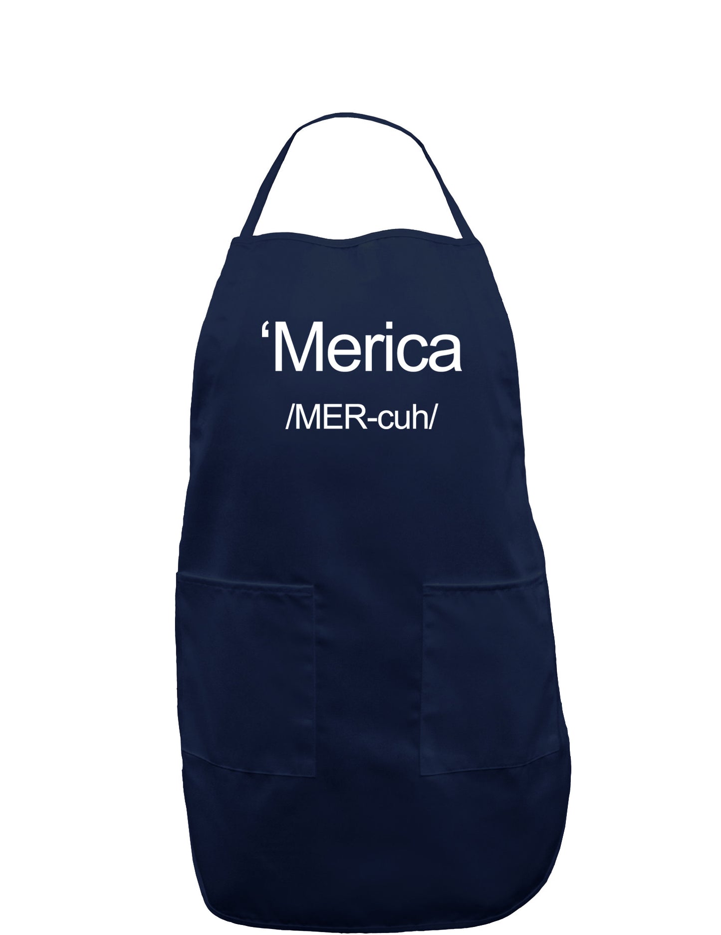 Merica Text Dark Adult Apron-Bib Apron-TooLoud-Navy-One-Size-Davson Sales
