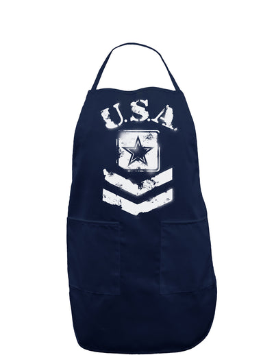 USA Military Army Stencil Logo Dark Adult Apron-Bib Apron-TooLoud-Navy-One-Size-Davson Sales