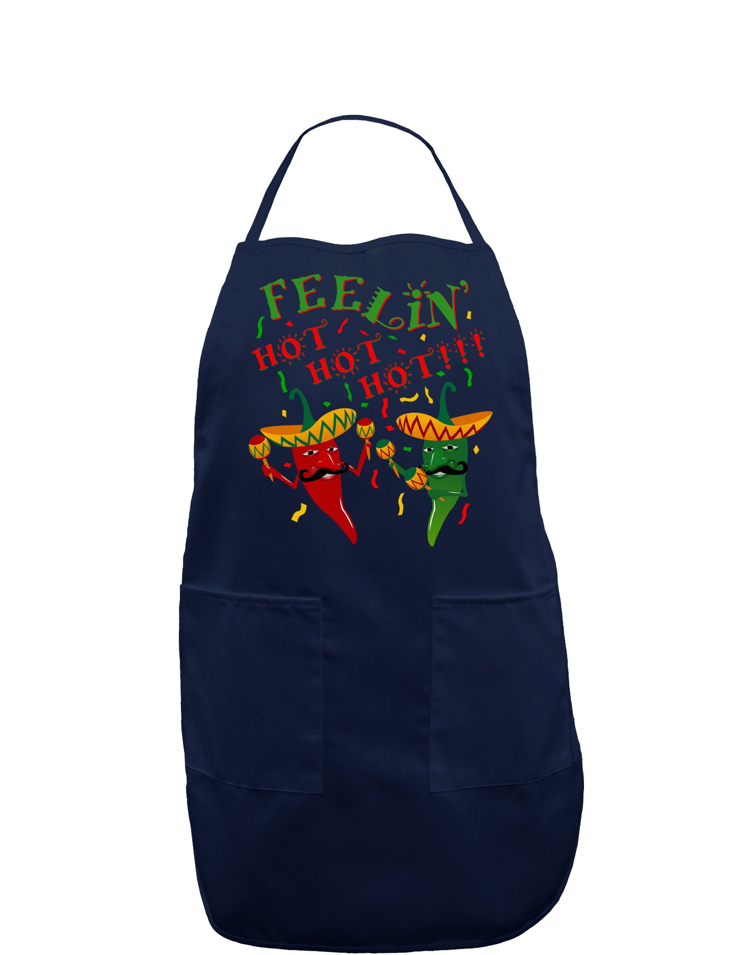 Feelin Hot Hot Hot Chili Peppers Dark Adult Apron-Bib Apron-TooLoud-Navy-One-Size-Davson Sales