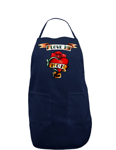 Tattoo Heart I Love My Mom Dark Adult Apron-Bib Apron-TooLoud-Navy-One-Size-Davson Sales