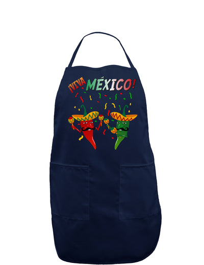 Viva Mexco Chili Peppers Dark Adult Apron-Bib Apron-TooLoud-Navy-One-Size-Davson Sales