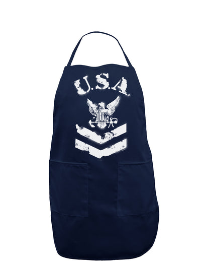 USA Military Navy Stencil Logo Dark Adult Apron-Bib Apron-TooLoud-Navy-One-Size-Davson Sales