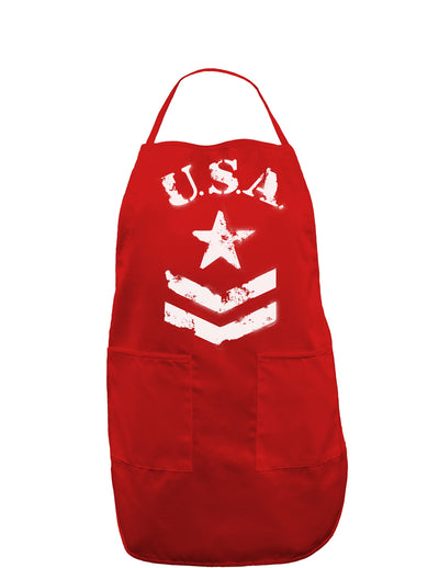 USA Military Star Stencil Logo Dark Adult Apron-Bib Apron-TooLoud-Red-One-Size-Davson Sales