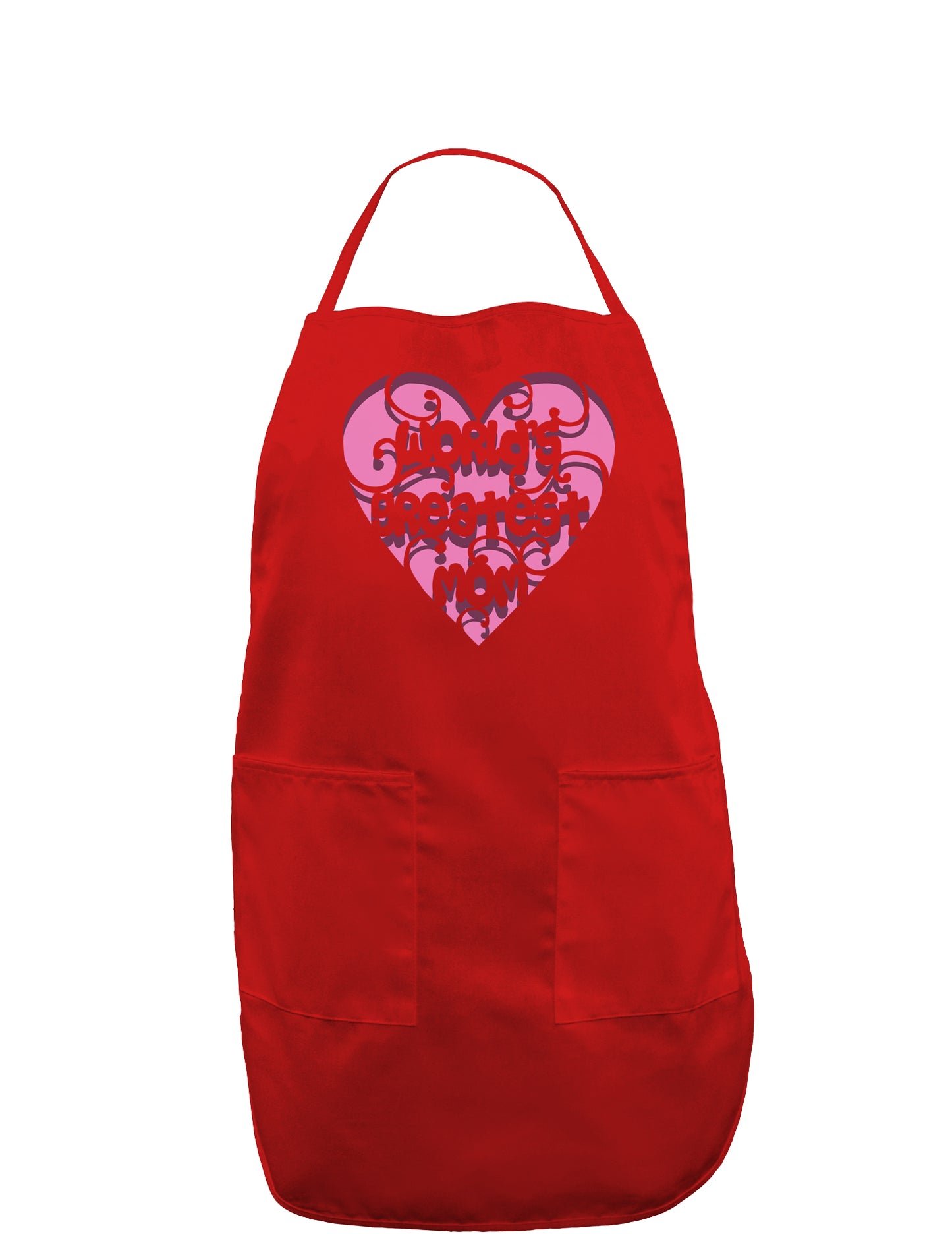 World's Greatest Mom Heart Dark Adult Apron-Bib Apron-TooLoud-Red-One-Size-Davson Sales