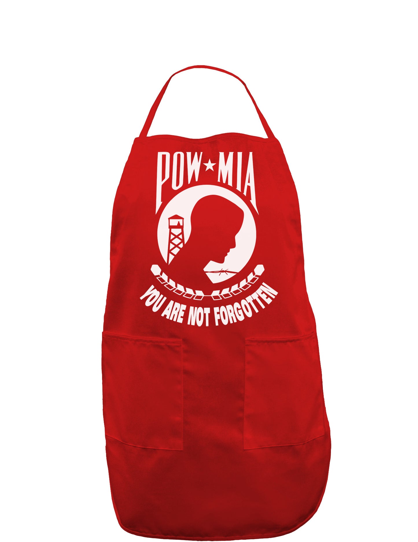 POW MIA Not Forgotten Dark Adult Apron-Bib Apron-TooLoud-Red-One-Size-Davson Sales