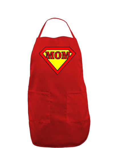 Super Mom Dark Adult Apron-Bib Apron-TooLoud-Red-One-Size-Davson Sales