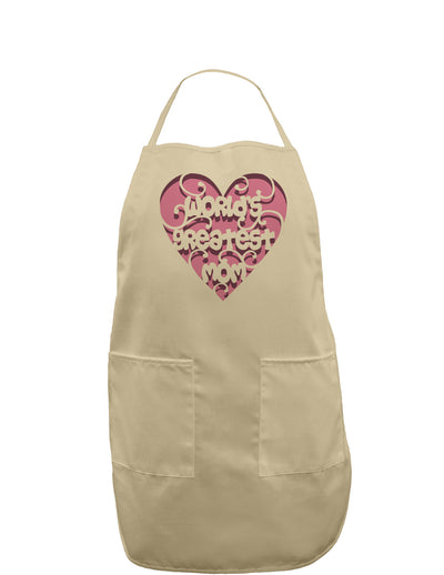 World's Greatest Mom Heart Adult Apron-Bib Apron-TooLoud-Khaki-One-Size-Davson Sales