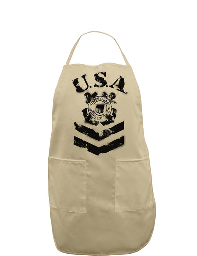 USA Military Coast Guard Stencil Logo Adult Apron-Bib Apron-TooLoud-Khaki-One-Size-Davson Sales