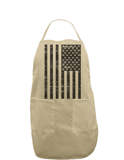 Vintage Black and White USA Flag Adult Apron-Bib Apron-TooLoud-Khaki-One-Size-Davson Sales