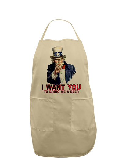 Uncle Sam I Want You to Bring me a Beer Adult Apron-Bib Apron-TooLoud-Khaki-One-Size-Davson Sales