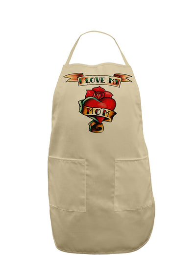 Tattoo Heart I Love My Mom Adult Apron-Bib Apron-TooLoud-Khaki-One-Size-Davson Sales