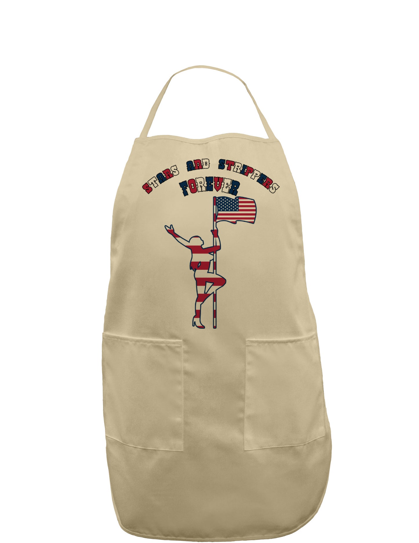Stars and Strippers Forever Female Adult Apron-Bib Apron-TooLoud-Khaki-One-Size-Davson Sales