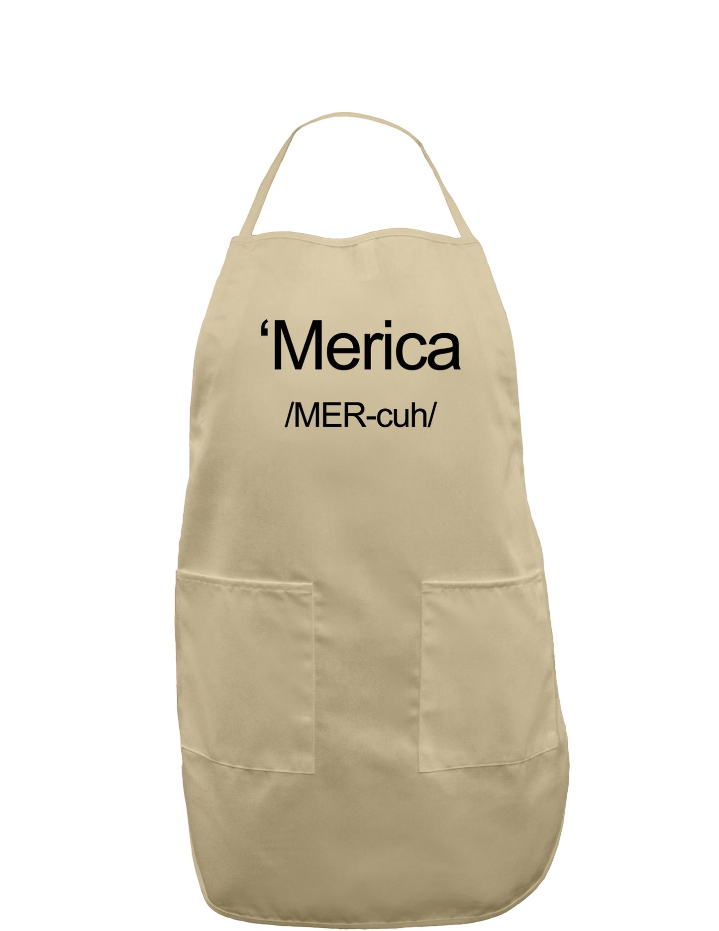 Merica Text Adult Apron-Bib Apron-TooLoud-Khaki-One-Size-Davson Sales