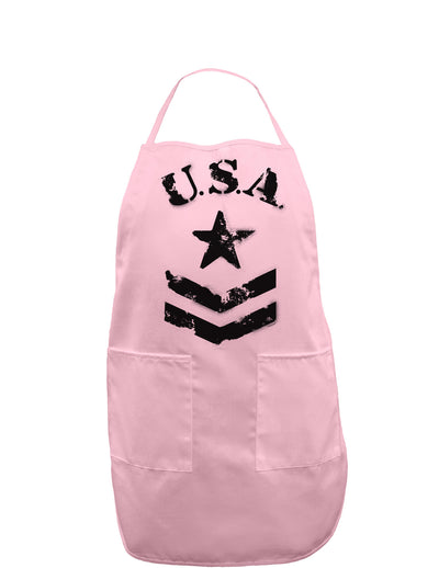 USA Military Star Stencil Logo Adult Apron-Bib Apron-TooLoud-Light-Pink-One-Size-Davson Sales