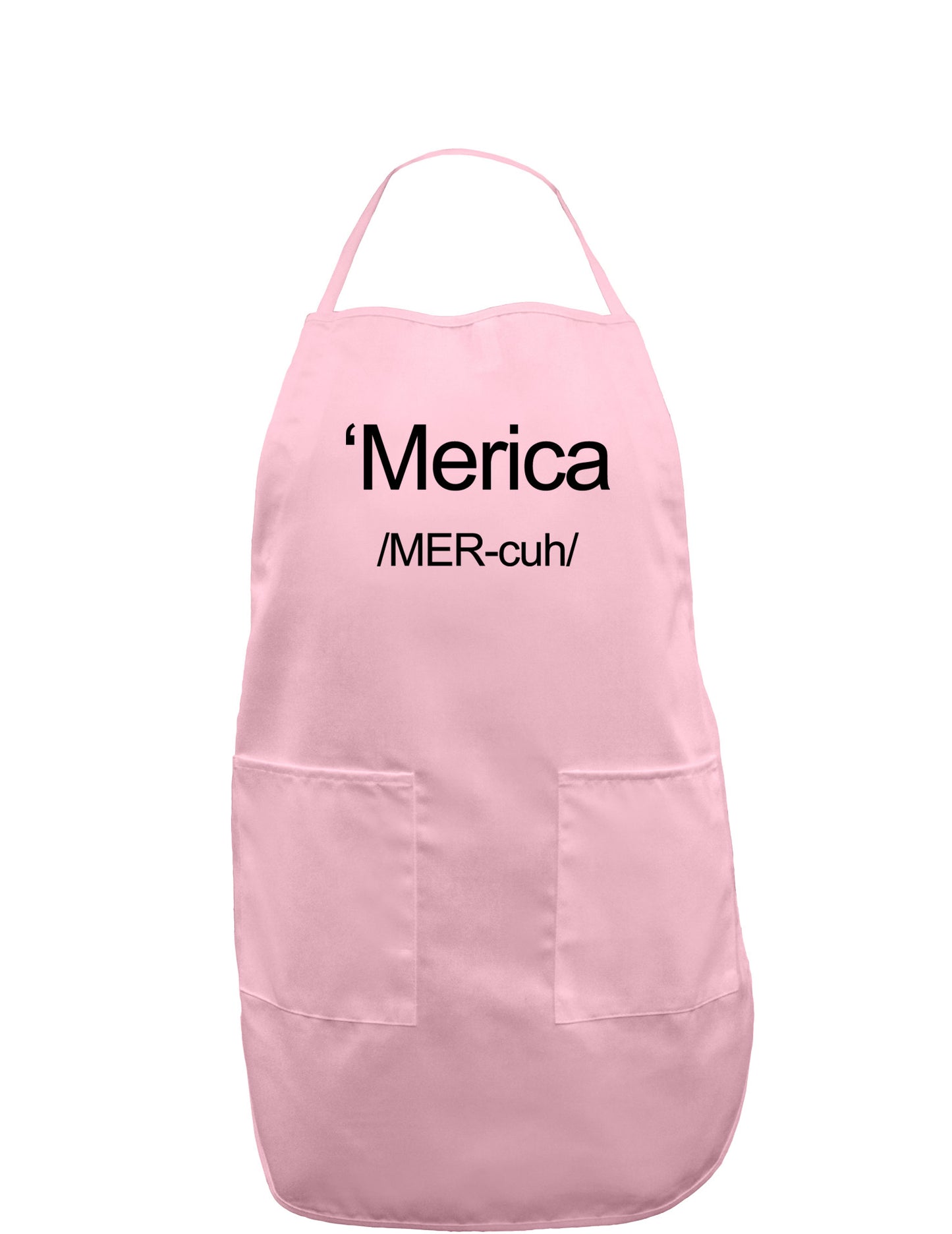 Merica Text Adult Apron-Bib Apron-TooLoud-Light-Pink-One-Size-Davson Sales