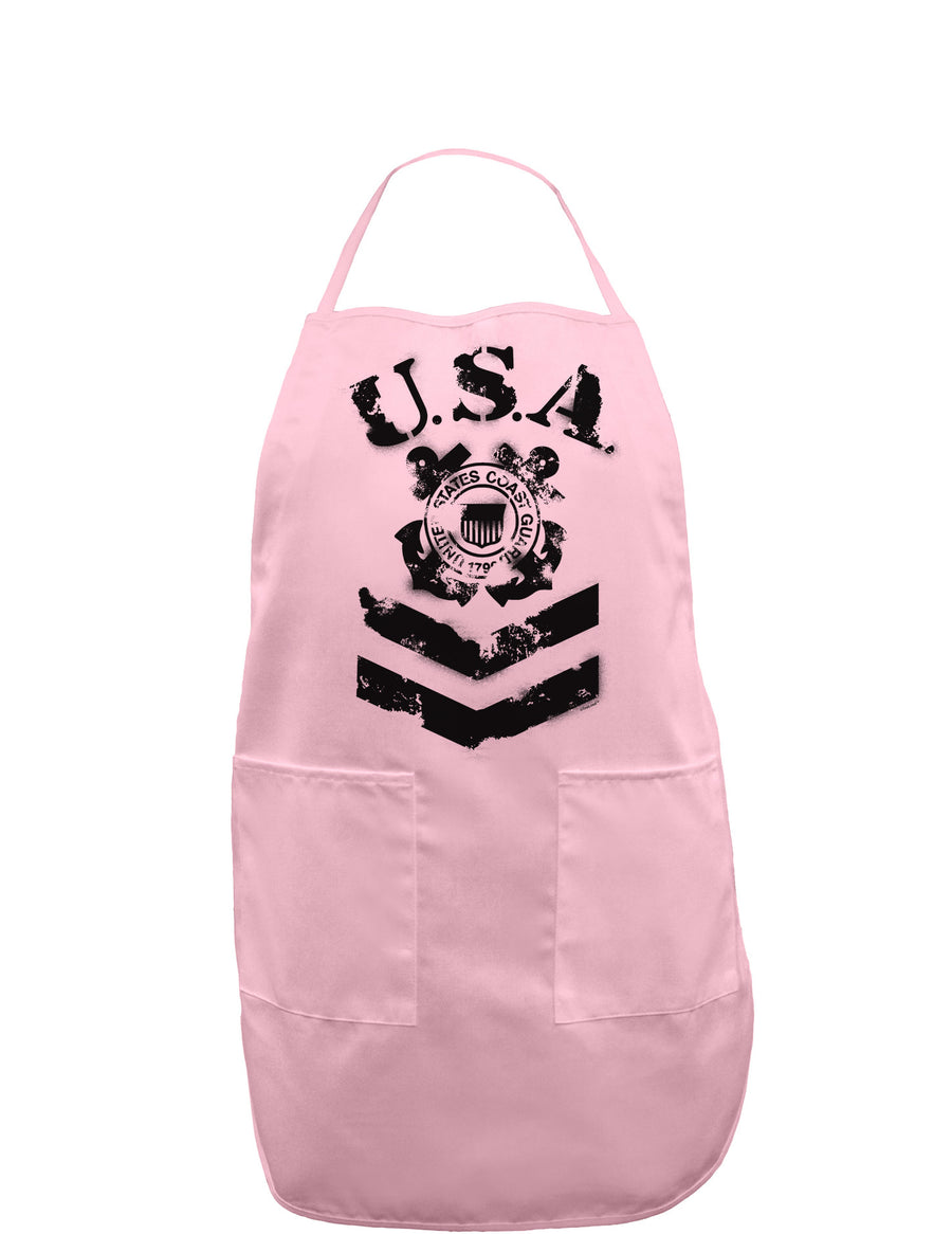 USA Military Coast Guard Stencil Logo Adult Apron-Bib Apron-TooLoud-White-One-Size-Davson Sales