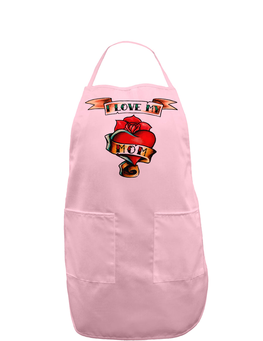 Tattoo Heart I Love My Mom Adult Apron-Bib Apron-TooLoud-White-One-Size-Davson Sales