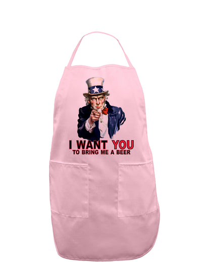 Uncle Sam I Want You to Bring me a Beer Adult Apron-Bib Apron-TooLoud-Light-Pink-One-Size-Davson Sales