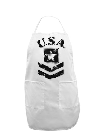 USA Military Army Stencil Logo Adult Apron-Bib Apron-TooLoud-White-One-Size-Davson Sales