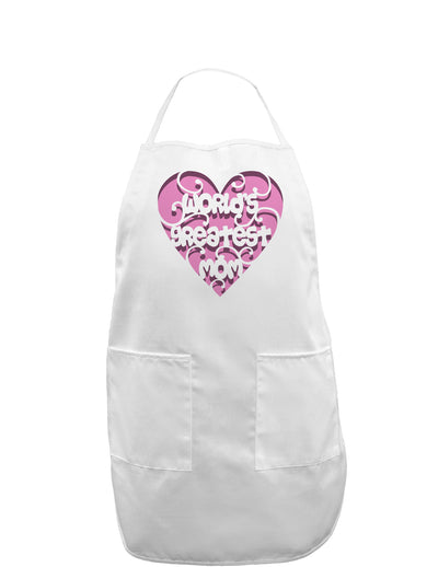 World's Greatest Mom Heart Adult Apron-Bib Apron-TooLoud-White-One-Size-Davson Sales